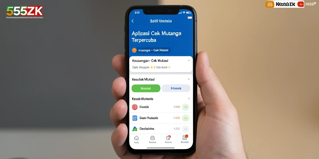 Tampilan antarmuka aplikasi 555ZK untuk cek mutasi keuangan.