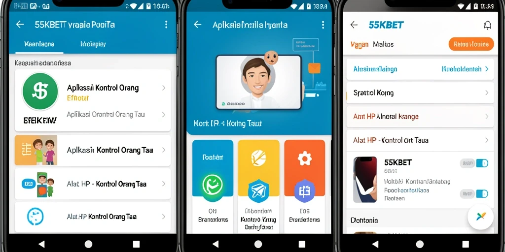 Tampilan antarmuka aplikasi Kontrol Orang Tua 55KBET yang sederhana dan informatif.