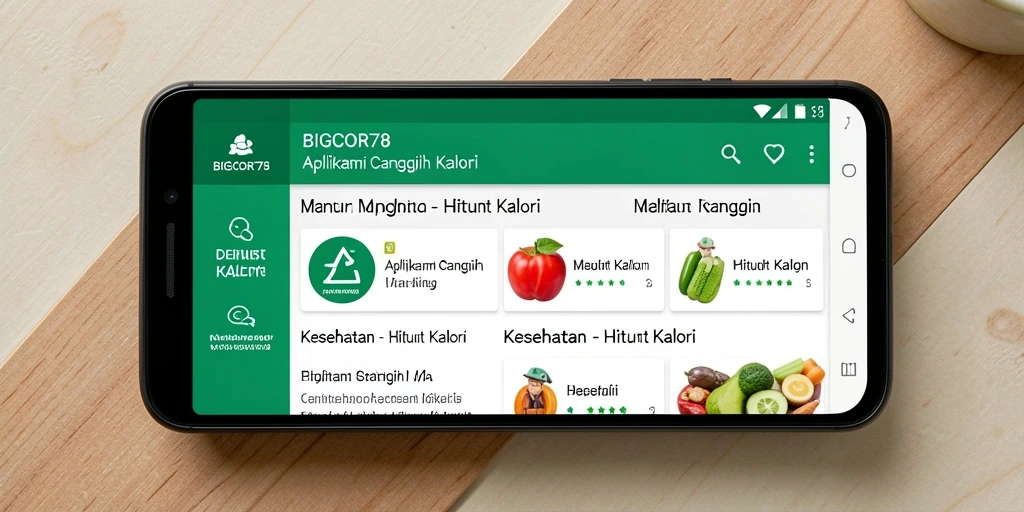 Antarmuka BIGCOR78 yang intuitif untuk menghitung kalori dengan mudah.