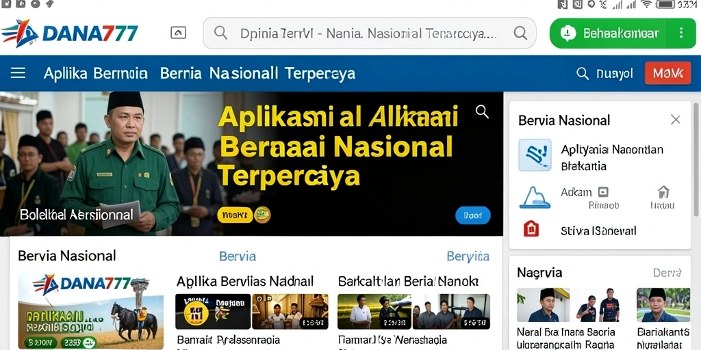 Tampilan antarmuka aplikasi DANA777 untuk berita nasional.