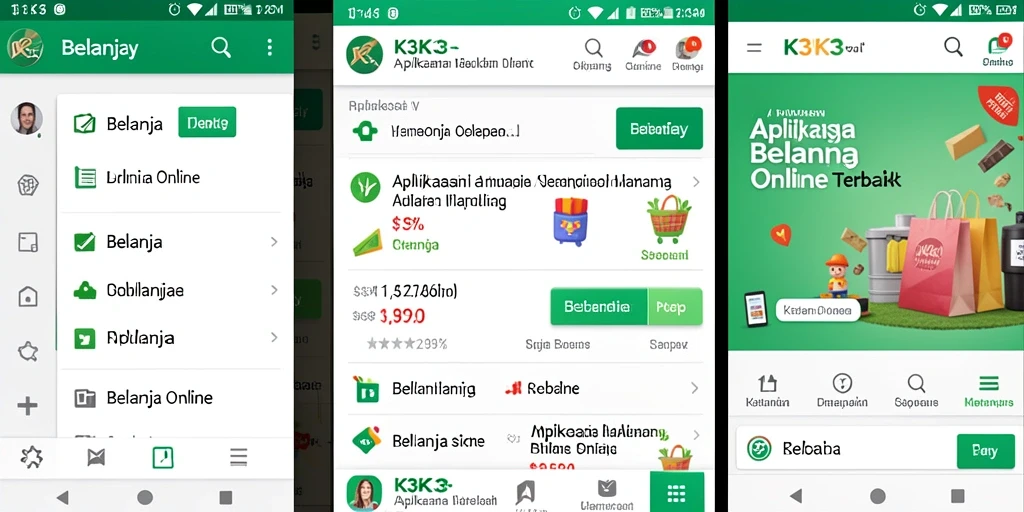Tampilan antarmuka aplikasi K3K3 untuk belanja online.