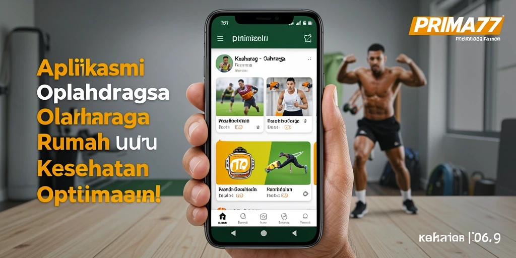 Antarmuka aplikasi PRIMA77 yang menampilkan fungsi olahraga rumah.