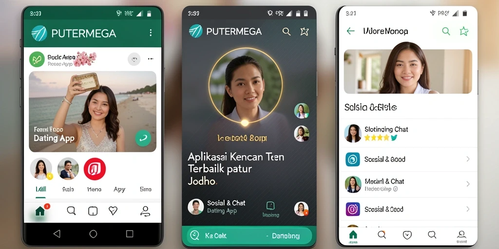 Tampilan antarmuka pengguna PUTERMEGA dengan fitur dating yang menarik.
