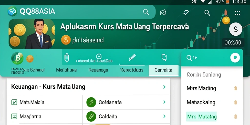 Screenshot utama QQ88ASIA menampilkan antarmuka aplikasi Kurs Mata Uang yang sederhana dan informatif.