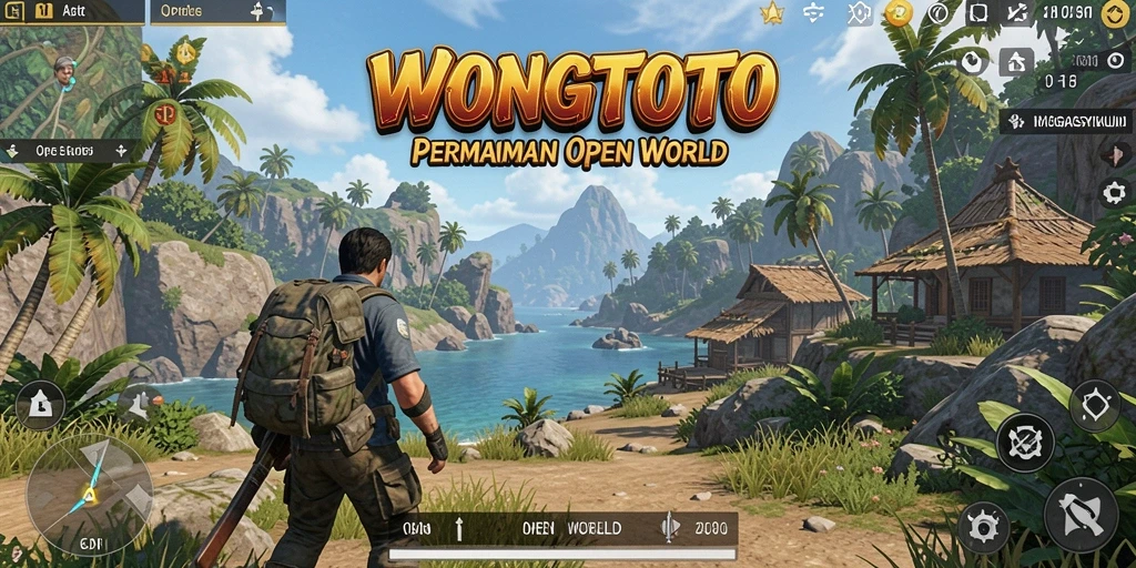 Screenshot utama WONGTOTO menampilkan pemandangan dunia Open World yang memukau.