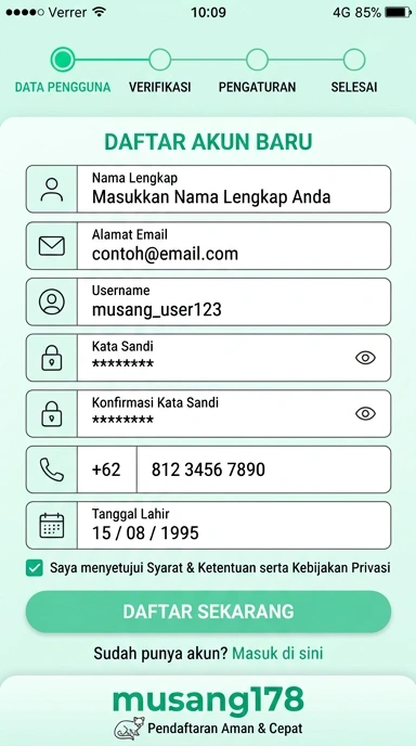 Cara Registrasi Akun Baru Musang178 untuk Android